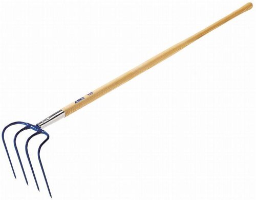 RAZOR-BACK Refuse Hook with 60" Straight Wood Handle, 4 Steel Tines