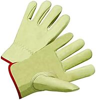 Drivers Gloves, Standard Grain Cowhide, Large, Unlined, Tan - 12PR