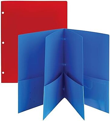 Office Depot® Brand 6-Pocket Poly Portfolios, 8 1/2" x 11", Assorted Colors, Pack Of 2