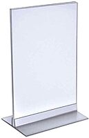 Azar Displays 102716 Clear Acrylic Double Sided Sign Holder 7" x 11" Vertical/Horizontal with T Strip, 10-Pack