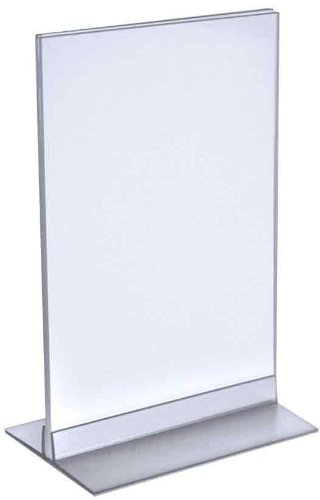 Azar Displays 102716 Clear Acrylic Double Sided Sign Holder 7" x 11" Vertical/Horizontal with T Strip, 10-Pack
