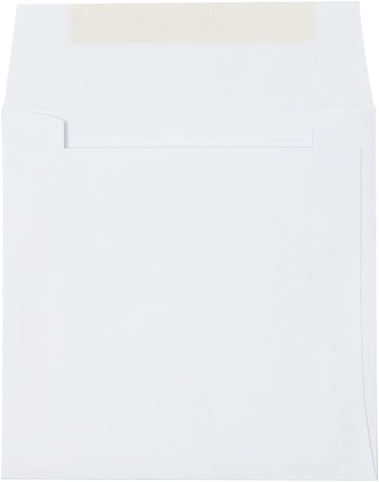 JAM PAPER Square Invitation Envelopes - White - Gummed Seal - 25/Pack