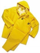 West Chester 4035/XXXXL 35mL PVC Over Polyester 3Pcs Rain Suit, Detachable Hood - Yellow Each