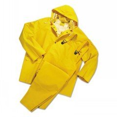West Chester 4035/XXXXL 35mL PVC Over Polyester 3Pcs Rain Suit, Detachable Hood - Yellow Each