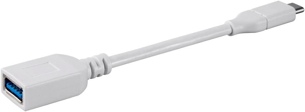 Monoprice USB C to USB A Female 3.1 Gen 1 Extension Cable - 0.5 Feet - White | Fast Charging, 5Gbps, 3A, 30AWG