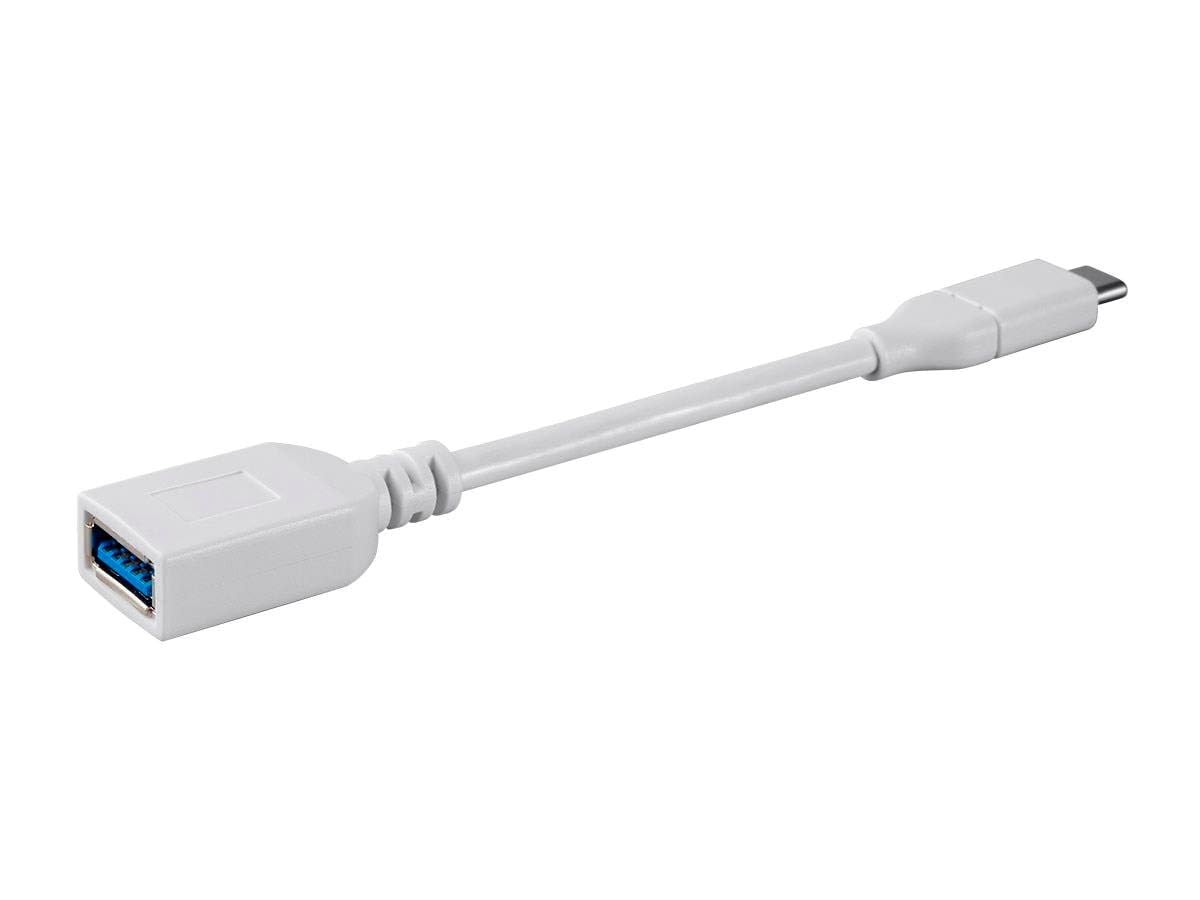Monoprice USB C to USB A Female 3.1 Gen 1 Extension Cable - 0.5 Feet - White | Fast Charging, 5Gbps, 3A, 30AWG