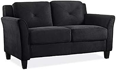 Harper Tufted Tufted Back Cushion Microfiber Loveseat - Lifestyle Solutions (Black)