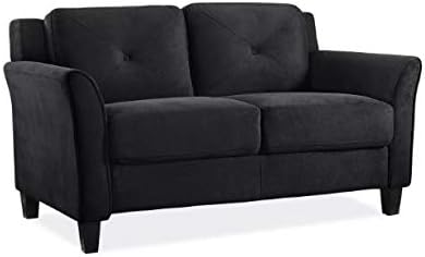 Harper Tufted Tufted Back Cushion Microfiber Loveseat - Lifestyle Solutions (Black)