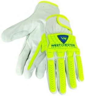 West Chester 813-9916-2XL Premium Grain Goatskin TPR with A7 Lining on Palm Driver Gloves, Green - 2XL, Pack of 6