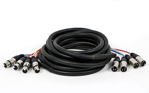 Monoprice 4-Channel XLR Male to XLR Female Snake Cable - 3 Feet - Black/Silver, Metal Connector Housings
