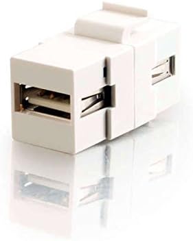 C2G/Cables to Go 28748 Snap-In USB A/A Female Keystone Insert Module, TAA Compliant, White