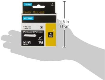 DYMO Rhino Industrial Permanent Polyester Labels, Black Print on White Tape