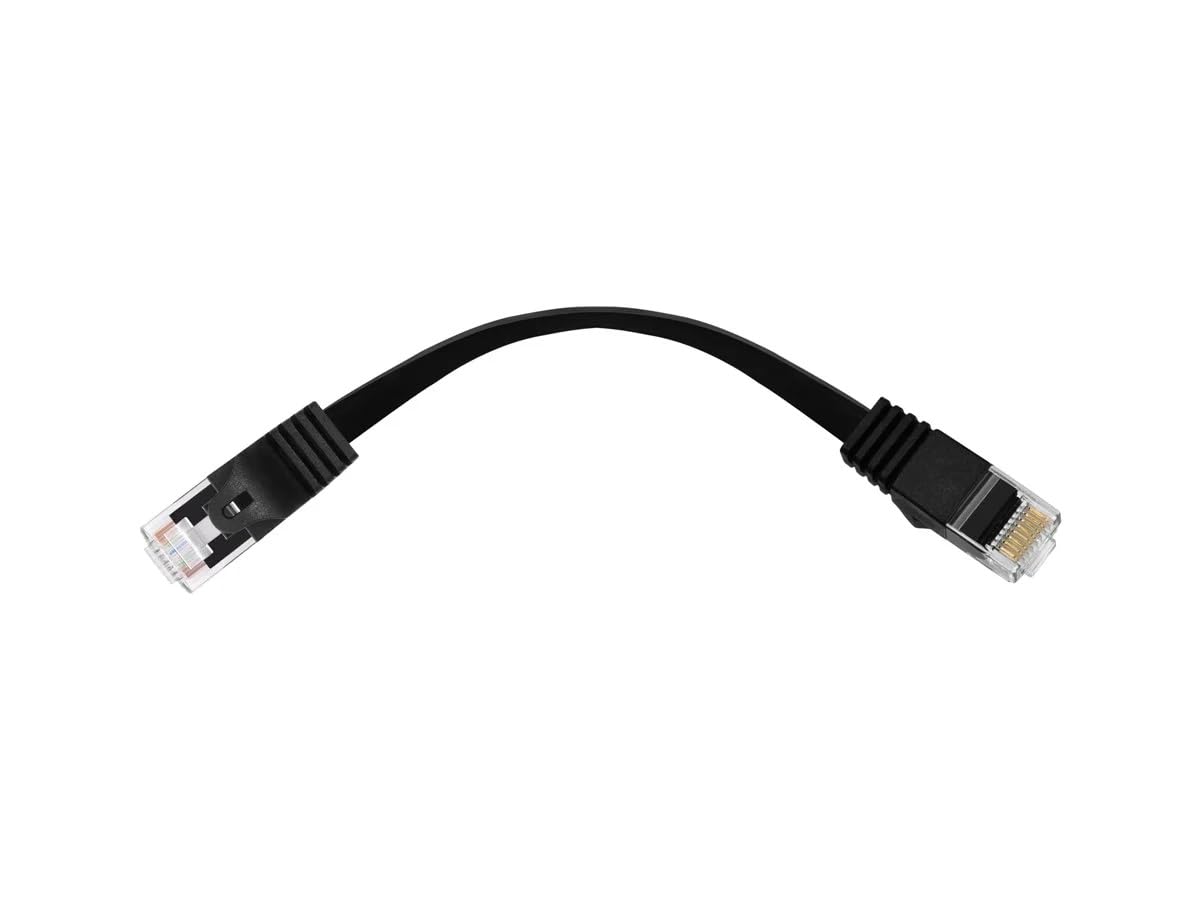 Monoprice Cat5e 1ft Black Flat Patch Cable UTP 30AWG 350MHz Pure Bare Copper Snagless RJ45 Flexboot Series Ethernet Cable 1