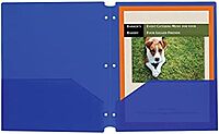 Two-Pocket Heavyweight Poly Portfolio Folder, 3-Hole Punch, Letter, Blue, 25/Box