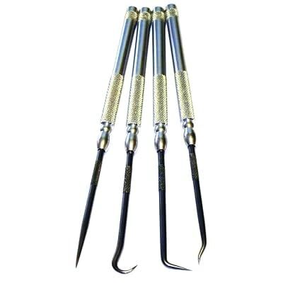 King Tool K4PSC 4-Piece Pick Set Carbon Steel Blades Knurled Aluminum Handles