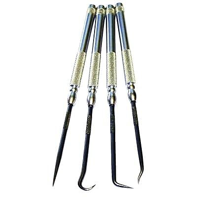 King Tool K4PSC 4-Piece Pick Set Carbon Steel Blades Knurled Aluminum Handles
