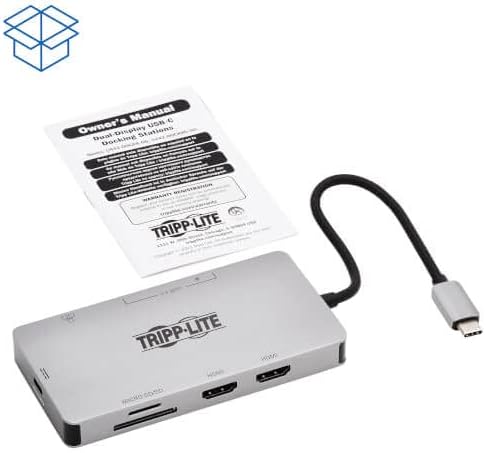 Tripp Lite USB-C Two-Monitor HDMI Laptop/Phone Docking Station, 4K @ 60 Hz (4:4:4), USB-A Hub, Gigabit Network Port