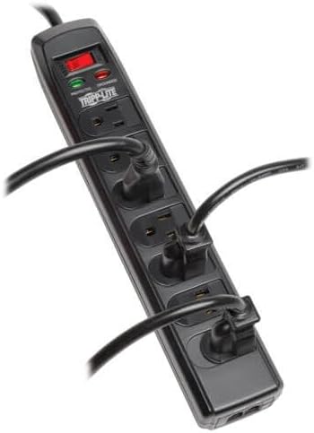 Tripp Lite 7 Right Angle Outlet Surge Protector Power Strip, 6ft. Cord, Right Angle Plug, 1440 Joules, Tel/Modem Protection