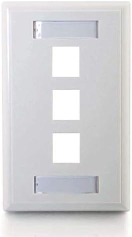C2G Premise Plus Multimedia Keystone Wall Plate - Mounting plate - white - 3 ports