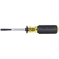 Klein Tools 6024K Slotted Screw-Holding Screwdriver, 1/4-Inch Split-Blade Flat Head Driver, Positive Gripping Action