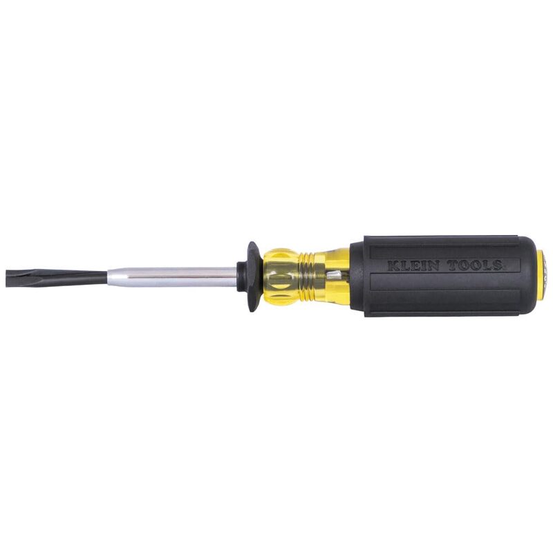 Klein Tools 6024K Slotted Screw-Holding Screwdriver, 1/4-Inch Split-Blade Flat Head Driver, Positive Gripping Action