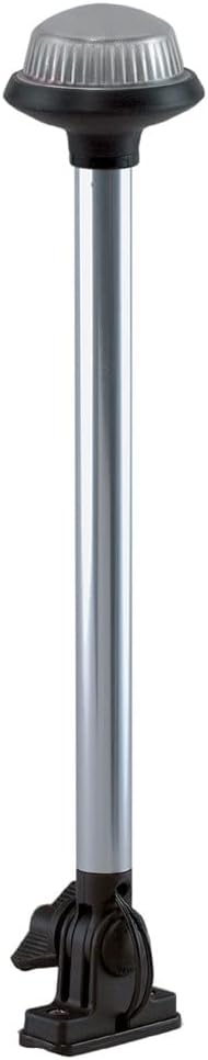Perko 1637DP0CHR Vertical-Mount Fold Down White All-Round Pole Light - 14-1/8" Height, Black Polymer Base and Top