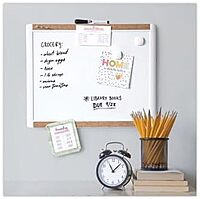 U Brands PinIt Combination Dry Erase Board with White Frame, Office Supplies, Includes Marker and Magnet, 16” x 20”
