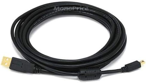 Monoprice 1.5-Feet USB 2.0 A Male to Mini-B 5pin Male 28/24AWG Cable with Ferrite Core (Gold Plated) (105446),Black