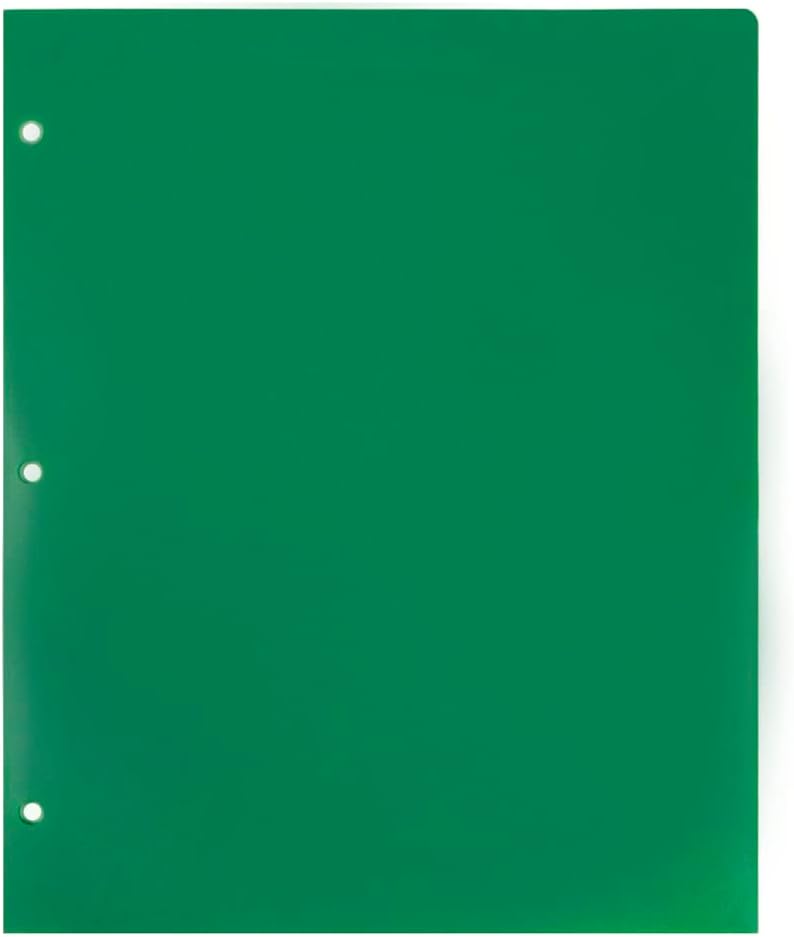 JAM PAPER Heavy Duty Plastic 3-Hole Punched 2-Pocket Presentation Folders