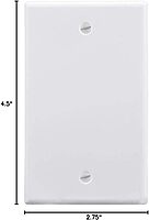 Monoprice 1-Gang Blank Wall Plate - 4.5"x2.75"x0.2", With Screws, White