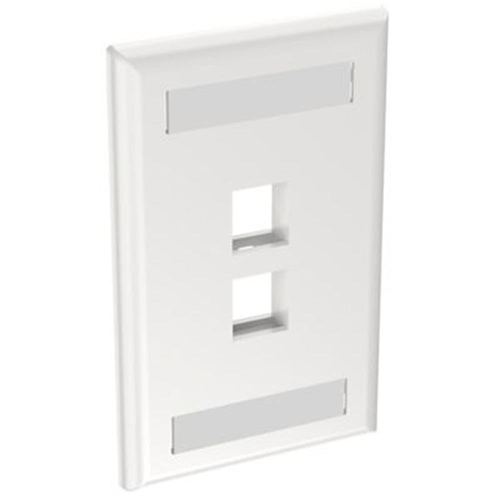Panduit NK2FWHY 1-Gang 2-Port Faceplate with Label, White
