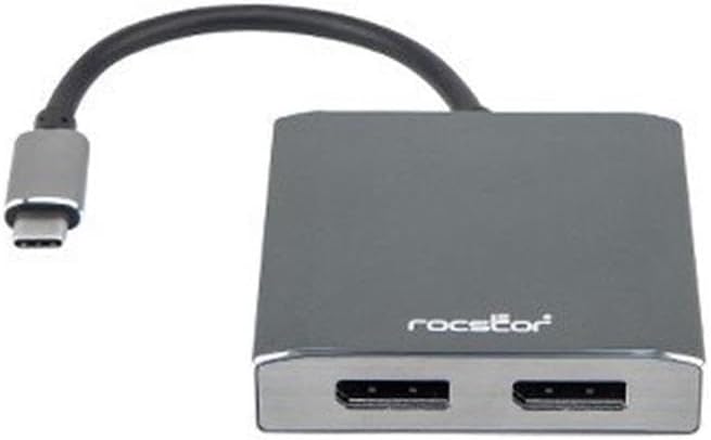 Rocstor Y10A201-A1 Premium USB-C to Dual DisplayPort Multi Monitor Adapter - 4K 60Hz – USB Type- C 2-Port MST Hub