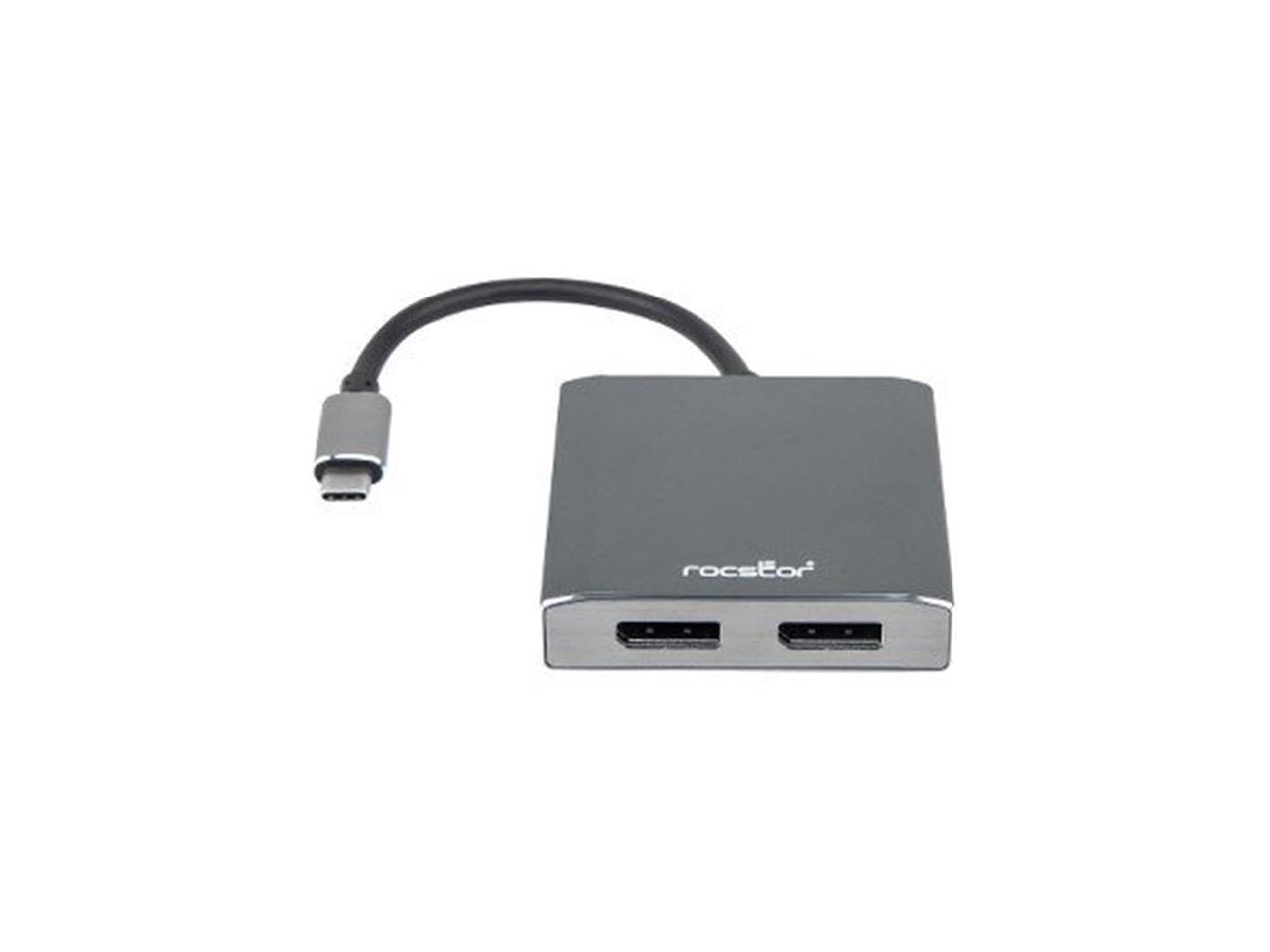 Rocstor Y10A201-A1 Premium USB-C to Dual DisplayPort Multi Monitor Adapter - 4K 60Hz – USB Type- C 2-Port MST Hub
