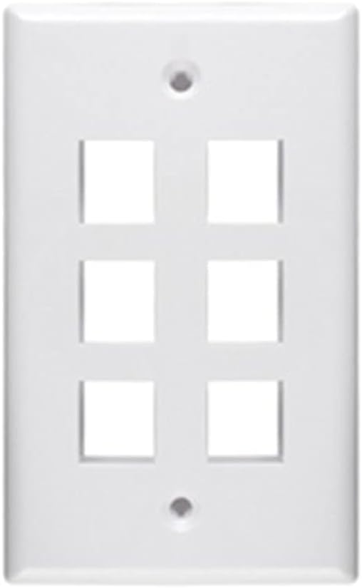 Unirise 6Port Wall Plate, Single Gang, White WP-6P-WHT