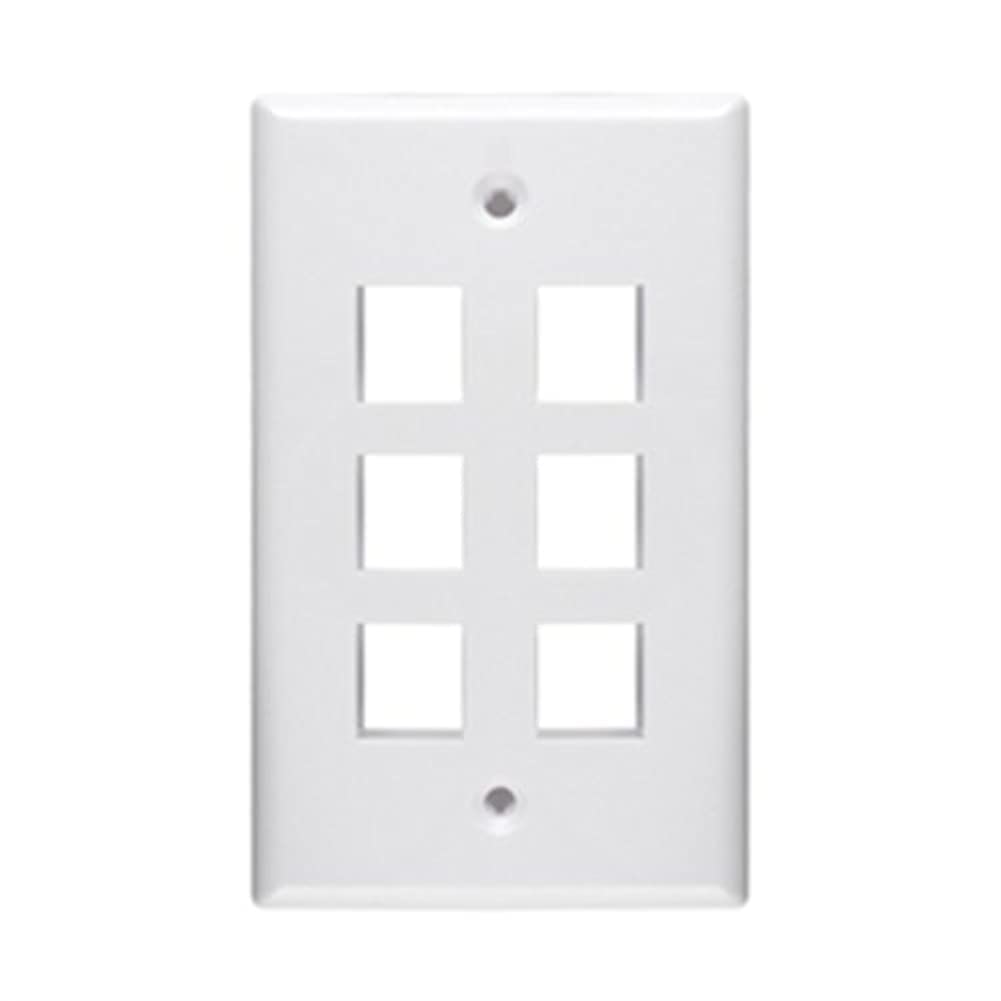 Unirise 6Port Wall Plate, Single Gang, White WP-6P-WHT