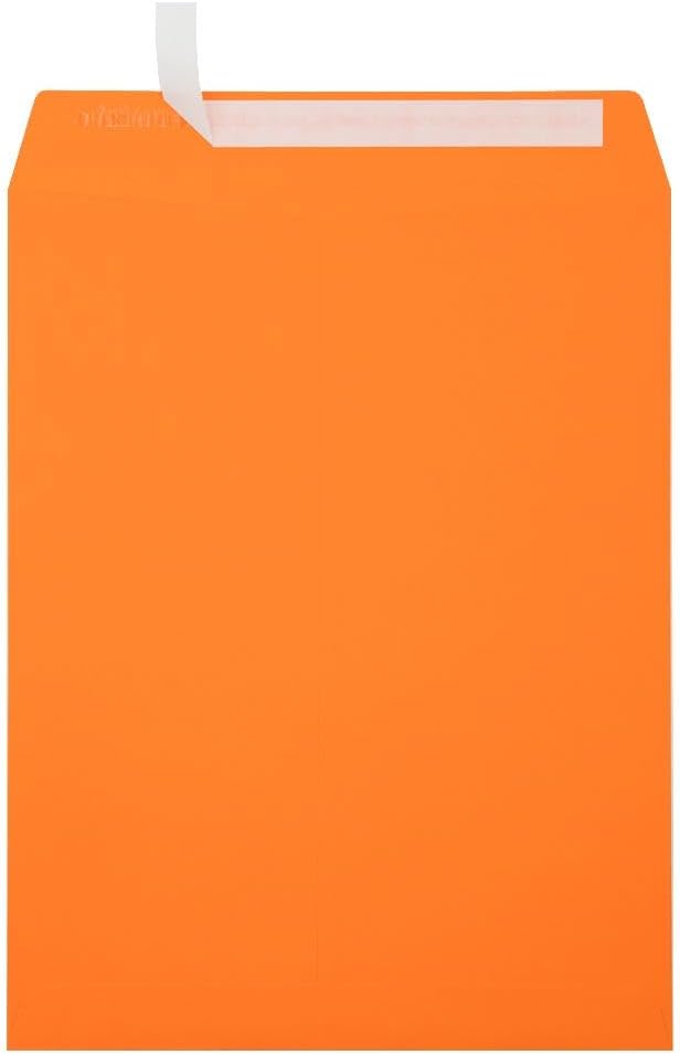 LUX Open-End 10in x 13in Envelopes, Peel & Press Closure, Mandarin Orange, Pack Of 50