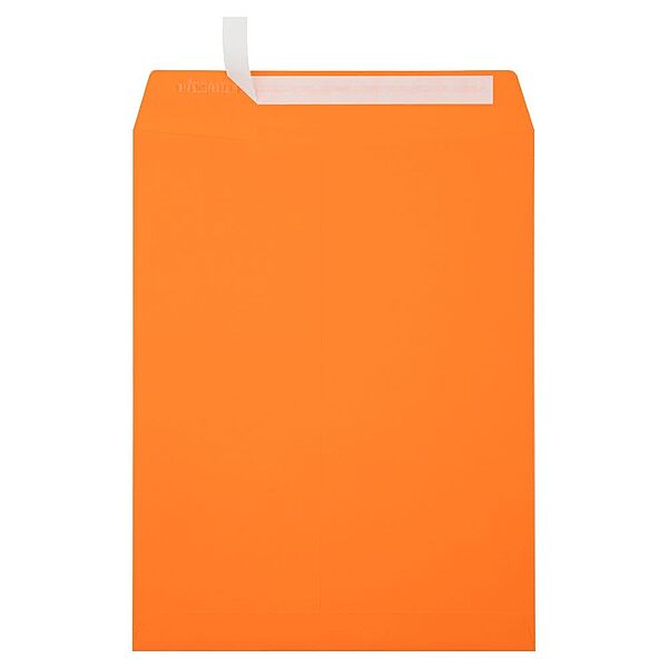 LUX Open-End 10in x 13in Envelopes, Peel & Press Closure, Mandarin Orange, Pack Of 50