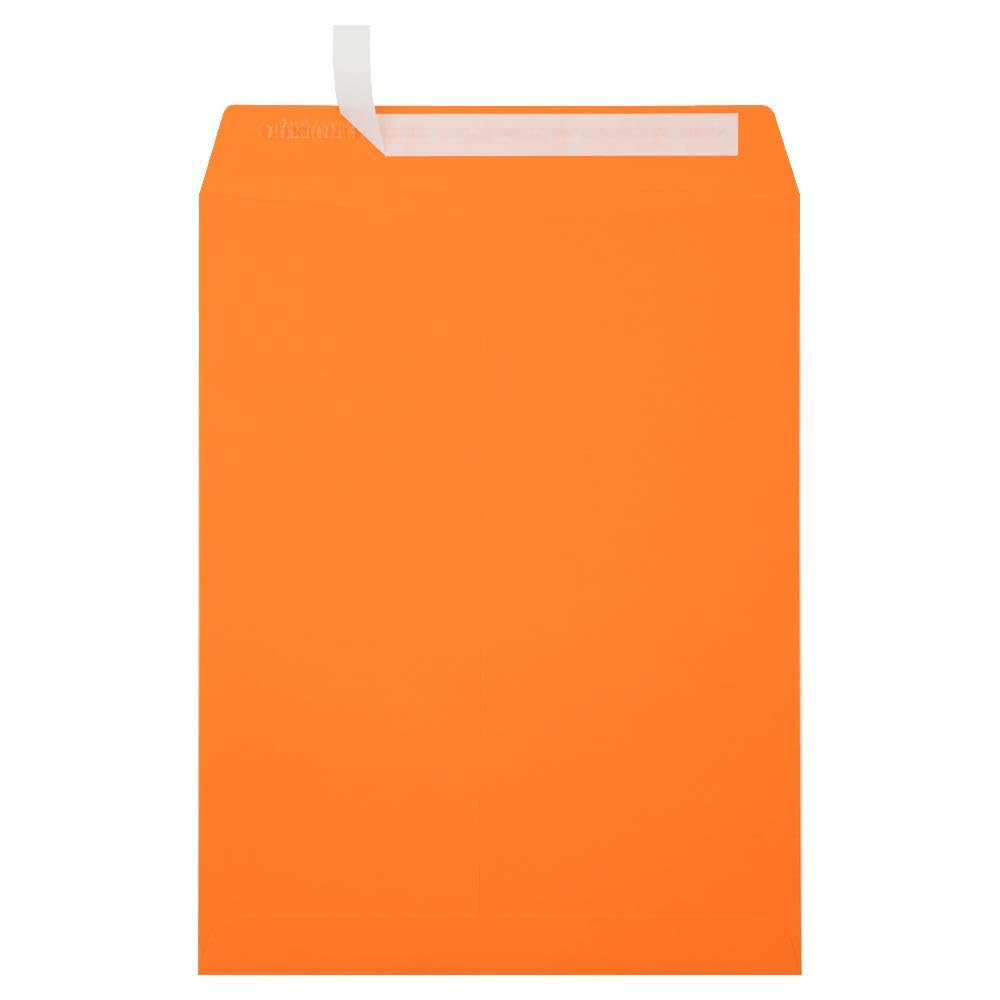 LUX Open-End 10in x 13in Envelopes, Peel & Press Closure, Mandarin Orange, Pack Of 50