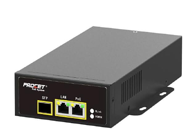 Hanwha Techwin America SPO-8315 83W IEEE802.3AF-AT PoE Plus SFP Slot Injector