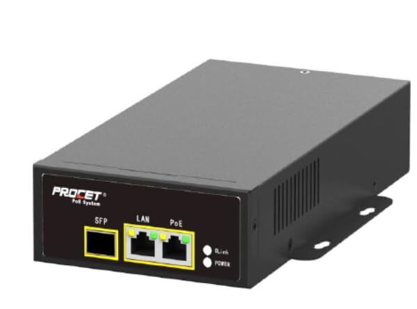 Hanwha Techwin America SPO-8315 83W IEEE802.3AF-AT PoE Plus SFP Slot Injector