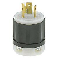 Leviton 2321 20 Amp, 250 Volt, NEMA L6-20P, 2P, 3W, Locking Plug, Industrial Grade, Grounding - Black-White One Size