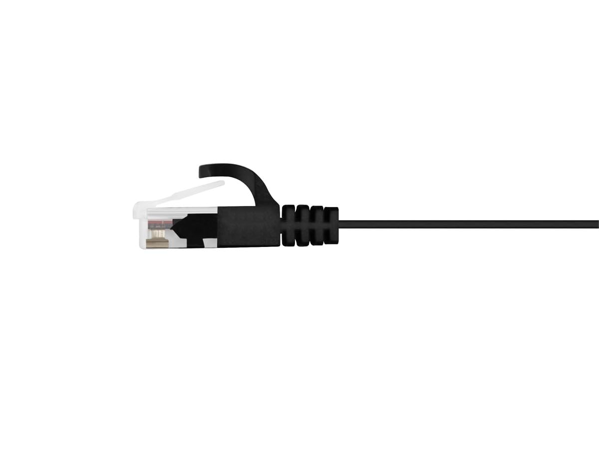 Monoprice Cat5e 1ft Black Flat Patch Cable UTP 30AWG 350MHz Pure Bare Copper Snagless RJ45 Flexboot Series Ethernet Cable 1