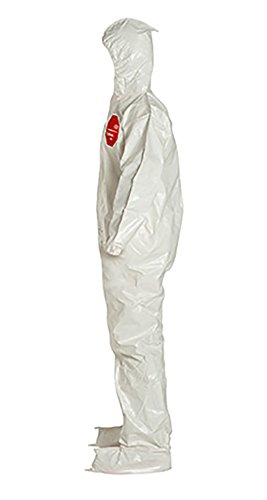DuPont Tychem 4000 SL122B Chemical Resistant Coverall with Hood and Boots, Disposable, Bound Seams, Elastic Cuff - 12-PACK
