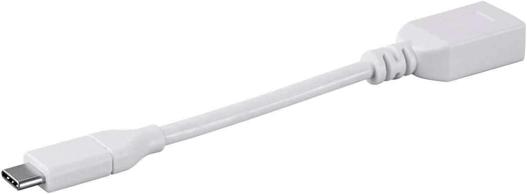 Monoprice USB C to USB A Female 3.1 Gen 1 Extension Cable - 0.5 Feet - White | Fast Charging, 5Gbps, 3A, 30AWG