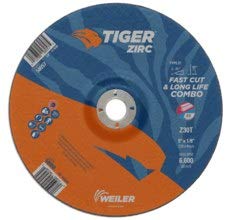 Weiler TIGER Standard (Type 27) Zirconium Combo Wheel - 30 Grit - 9 in Diameter - 1/8 in Thick - 58058 [PRICE is per WHEEL]