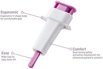 ONE-CARE PRO Safety Lancets Top Button Activated, 30G x 1.2mm, MicroFlow, Purple, 100/bx ONE-CARE PRO Safety Lancets Top Button Activated, 30G x 1.2mm, MicroFlow, Purple, 100/bx