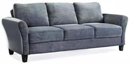 Willow Microfiber Upholstered Modern Sofa with Rolled Arms Dark Gray - Studio Living
