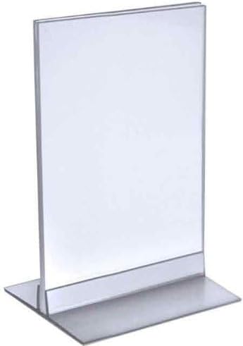 Azar Displays 102733 Clear Acrylic Double Sided Sign Holder 5.5" x 8.5" Vertical/Horizontal with T Strip, 10-Pack
