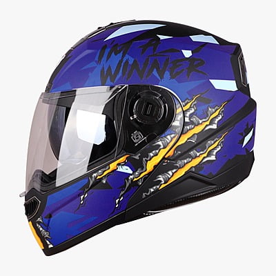 STEELBIRD SBA-7 ISS WINNER GLOSSY BLACK/BLUE C/V (L)