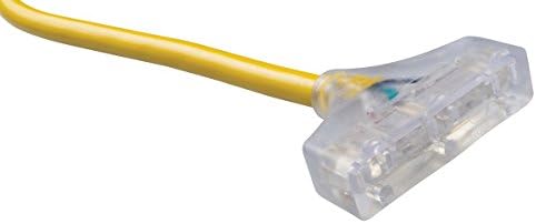 Southwire 34820002 3482SW8802 2ft 12/3 SEOW Polar/Solar Three-Way Power Block, 2 ft, Yellow 3-Outlet